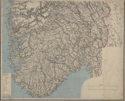 Mapa de carreteras de Noruega de P.A. Munch